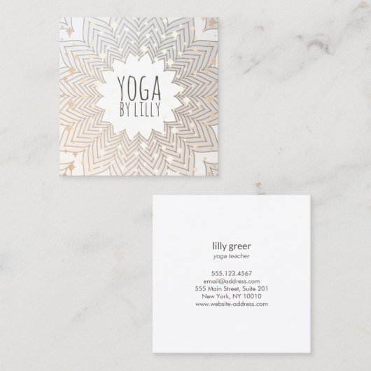 スターズお洒落ロータスマンダラフラワーヨガ先生 スクエア名刺 (正面/裏面)