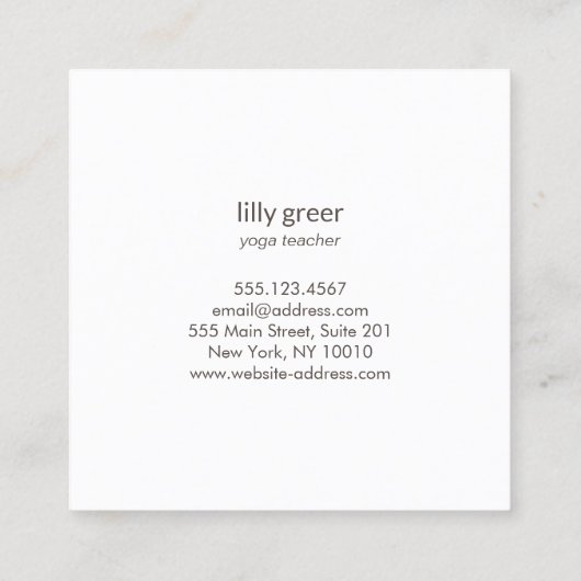 スターズお洒落ロータスマンダラフラワーヨガ先生 スクエア名刺 (裏面)