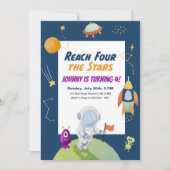 スターズアウタースペースキッズ4th誕生日パーティー招待状 招待状 (正面)