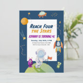 スターズアウタースペースキッズ4th誕生日パーティー招待状 招待状 (スタンド正面)