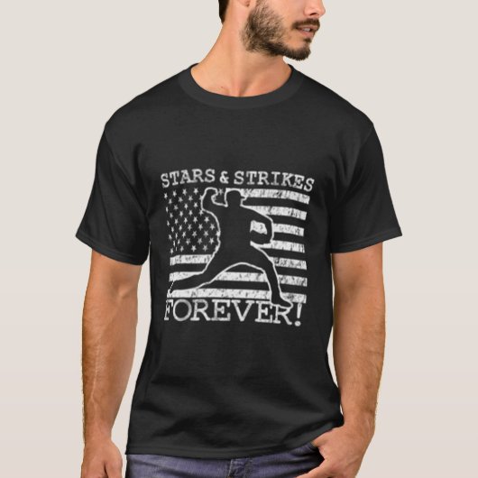 スターズアンドストライクフォーエバー野球投手アメリカ Tシャツ (正面)