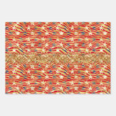 スターズアンドストライプス金ゴールドグリッター独立記念日 ラッピングペーパーシート (正面)