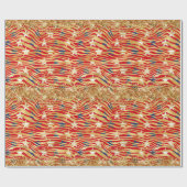 スターズアンドストライプス金ゴールドグリッター独立記念日 ラッピングペーパー (フラット)