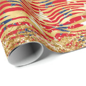 スターズアンドストライプス金ゴールドグリッター独立記念日 ラッピングペーパー (ロールコーナー)