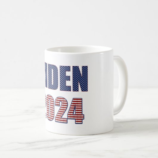 スターズアンドストライプズタイポグラフィバイデン氏2024 コーヒーマグカップ (正面右)