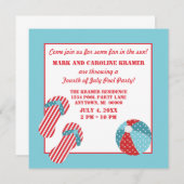 スターズアンドストライプズビーチパーティー招待状 招待状 (正面/裏面)