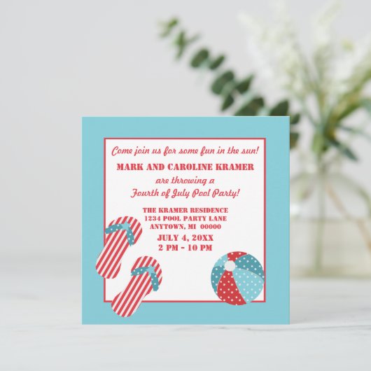 スターズアンドストライプズビーチパーティー招待状 招待状 (スタンド正面)
