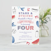 スターズアンドストライプズ4thバースデーベースボールパーティー 招待状 (スタンド正面)