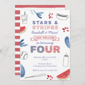 スターズアンドストライプズ4thバースデーベースボールパーティー 招待状 (正面/裏面)