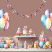 スターズアンドストライプズ4th 7月赤白青誕生日 バンティングフラッグ