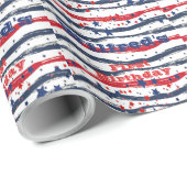 スターズアンドストライプズ4th 7月赤白青誕生日 ラッピングペーパー (ロールコーナー)