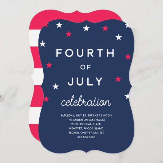 スターズアンドストライプズ7月4日 招待状 (正面/裏面)