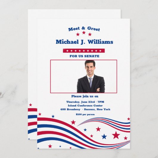 スターズアンドストライプフォトファンレイザー招待状 招待状 (正面/裏面)