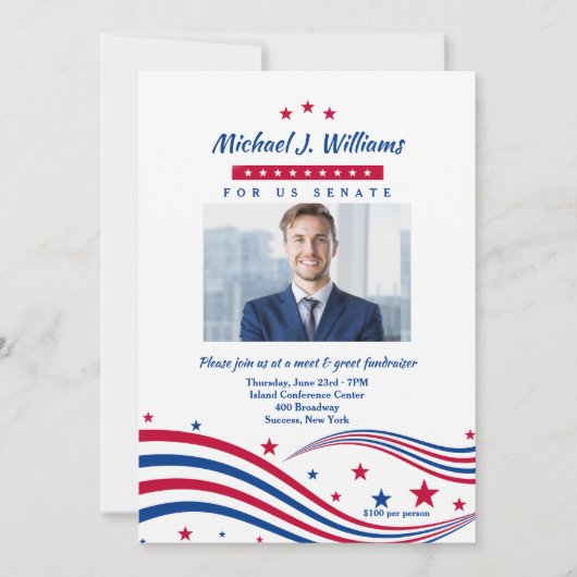 スターズアンドストライプフォトファンレイザー招待状 招待状 (正面)