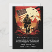 スターズアンドストライプ愛国的統一された州退役軍人 サンキューカード (正面)