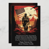 スターズアンドストライプ愛国的統一された州退役軍人 サンキューカード (正面/裏面)