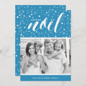 スターズアンドスノーフレークスジョユーノエルブルーホリデーカード シーズンカード (正面/裏面)