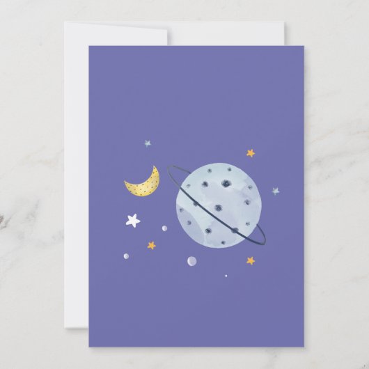 スターズアンドムーンアウタースペースベビーシャワー招待状 (裏面)