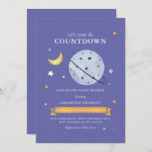 スターズアンドムーンアウタースペースベビーシャワー招待状 (正面/裏面)