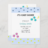 スターズアンドムーンベビーシャワー招待状 招待状 (正面/裏面)