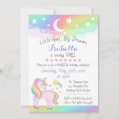 スターズアンドムーンレインボースカイマジカルユニコーン誕生日 招待状 (正面)