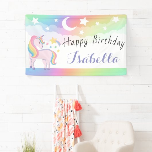 スターズアンドムーンレインボースカイマジカルユニコーン誕生日 横断幕 (インサイチュ)
