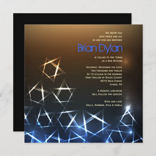 スターズアンドライトズバーバルミツワー招待状 招待状 (正面/裏面)