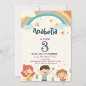 スターズアンドレインボーカスタム子供の誕生日パーティー 招待状 (正面)