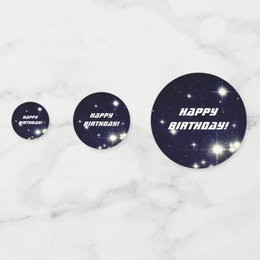 スターズイン深い宇宙ダークブルーハッピーバースデー コンフェッティ (正面)