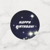 スターズイン深い宇宙ダークブルーハッピーバースデー コンフェッティ (スモール正面)
