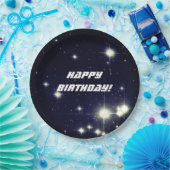 スターズイン深い宇宙ダークブルーハッピーバースデー ペーパープレート (パーティー)