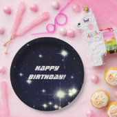 スターズイン深い宇宙ダークブルーハッピーバースデー ペーパープレート (パーティー)