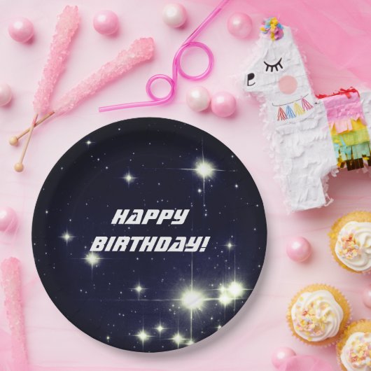 スターズイン深い宇宙ダークブルーハッピーバースデー ペーパープレート (パーティー)