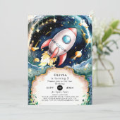 スターズウォーターカラーロケット誕生日 招待状 (スタンド正面)