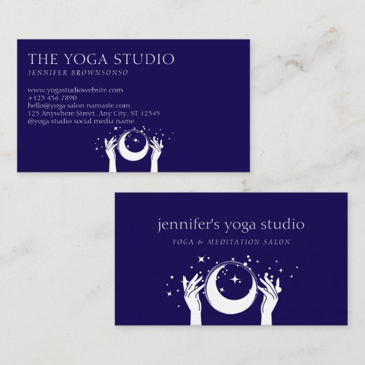 スターズエネルギーハンズムーンスピリチュアルネイビー 名刺 (正面/裏面)