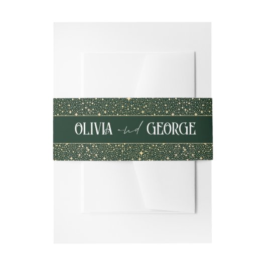 スターズエメラルドグリーン結婚と金ゴールド 招待状ベリーバンド (正面例)