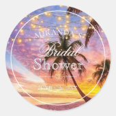 スターズエレガントオンサンセットサマービーチブライダルシャワー ラウンドシール (正面)