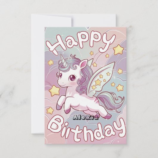 スターズエレガントユニコーン誕生日 カード (正面)