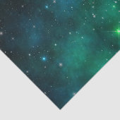 スターズオきらめくン深いグリーン宇宙背景 薄葉紙 (詳細)