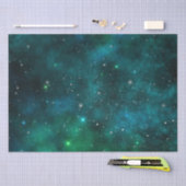 スターズオきらめくン深いグリーン宇宙背景 薄葉紙 (クラフト)