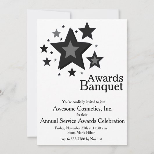 スターズオンホワイトビジネスイベントパーティー招待状 招待状 (正面)