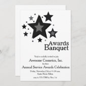 スターズオンホワイトビジネスイベントパーティー招待状 招待状 (正面/裏面)