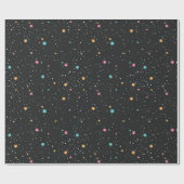 スターズカラフルオンブラックラッピング紙 ラッピングペーパー (フラット)