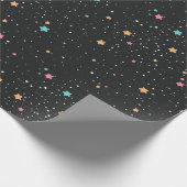 スターズカラフルオンブラックラッピング紙 ラッピングペーパー (角)