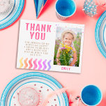 スターズカラフルガール誕生日ありがとう写真 ポストカード<br><div class="desc">スターカラフルガール誕生日ありがとう写真はがき。カードの表裏にカラフル星と波がある。女素晴らしの子のサンキューカードとして写真と可愛い誕生日サンキューカードとあなたの友人と家族のための感謝のメモ。写真を追加し、お子様の名前とメッセージを使用してカードをパーソナライズしま感謝していす。</div>