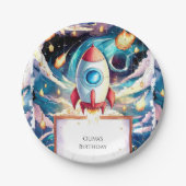 スターズカラフルロケット誕生日 ペーパープレート (正面)