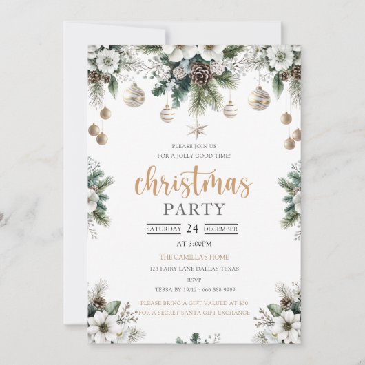 スターズクリスマスモダンパーティー暖かいクリスマス招待状 招待状 (正面)