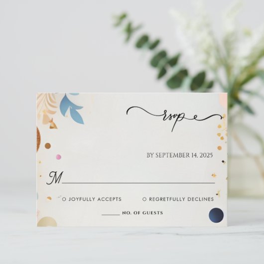 スターズグラムブライトパステルグラデーショングリッター結婚ズ 出欠カード (スタンド正面)