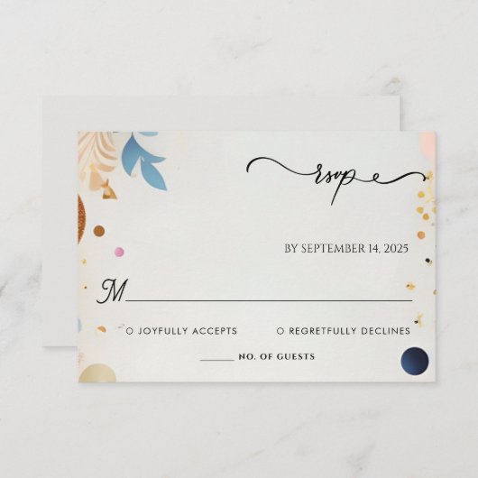 スターズグラムブライトパステルグラデーショングリッター結婚ズ 出欠カード (正面/裏面)