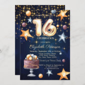 スターズケーキネイビーブルースウィート16招待状 招待状 (正面/裏面)